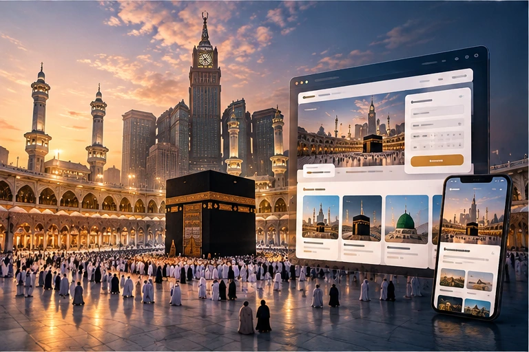 Diwan Travels Hajj and Umrah pilgrimage travel company booking interface